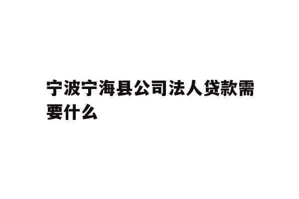 详细阅读:宁波宁海县公司法人贷款需要什么 宁波宁海县公司法人贷款需要什么