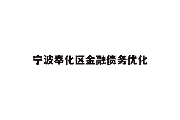 详细阅读:宁波奉化区金融债务优化 宁波奉化区金融债务优化