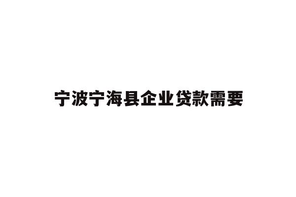 详细阅读:宁波宁海县企业贷款需要 宁波宁海县企业贷款需要