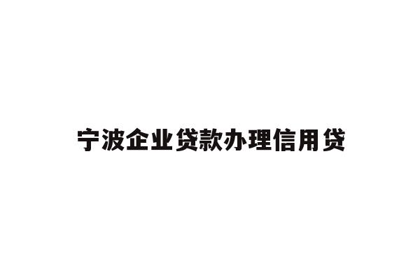 详细阅读:宁波企业贷款办理信用贷 宁波企业贷款办理信用贷