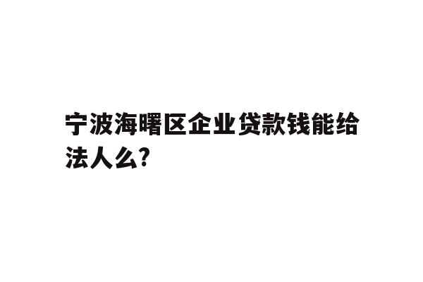 详细阅读:宁波海曙区企业贷款钱能给法人么? 宁波海曙区企业贷款钱能给法人么?