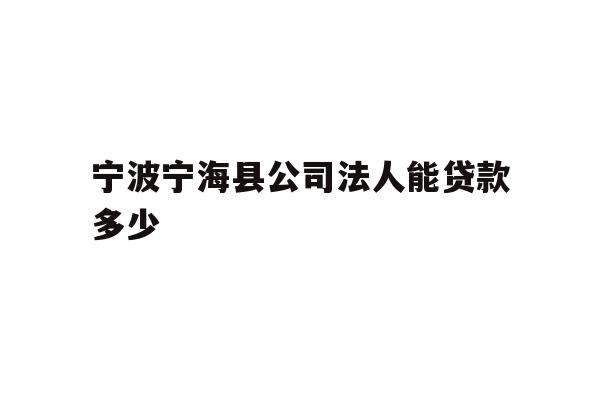 详细阅读:宁波宁海县公司法人能贷款多少 宁波宁海县公司法人能贷款多少