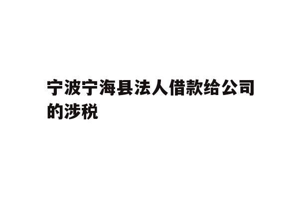详细阅读:宁波宁海县法人借款给公司的涉税 宁波宁海县法人借款给公司的涉税