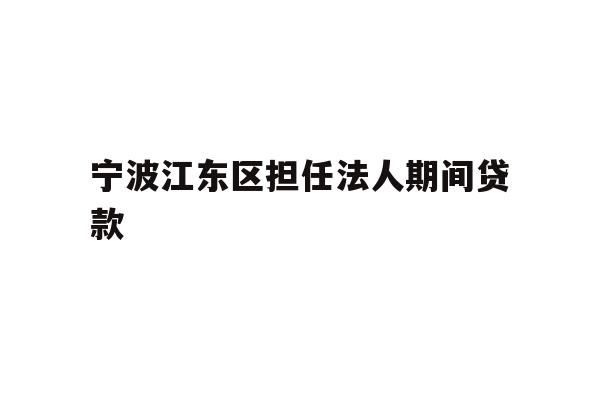 详细阅读:宁波江东区担任法人期间贷款 宁波江东区担任法人期间贷款