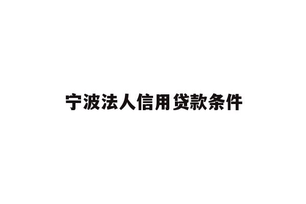 宁波法人信用贷款条件