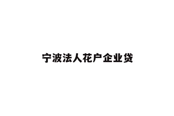 宁波法人花户企业贷