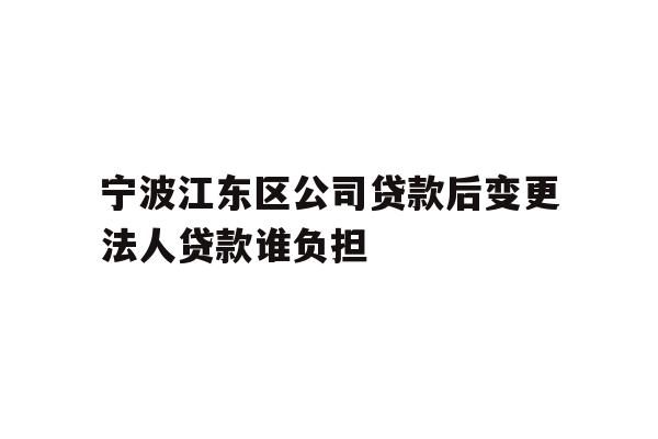 宁波江东区公司贷款后变更法人贷款谁负担