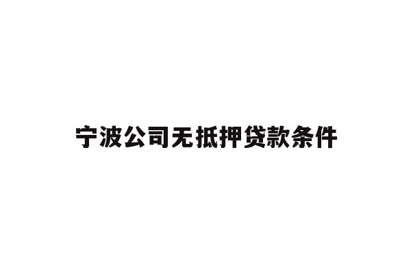 详细阅读:宁波公司无抵押贷款条件 宁波公司无抵押贷款条件