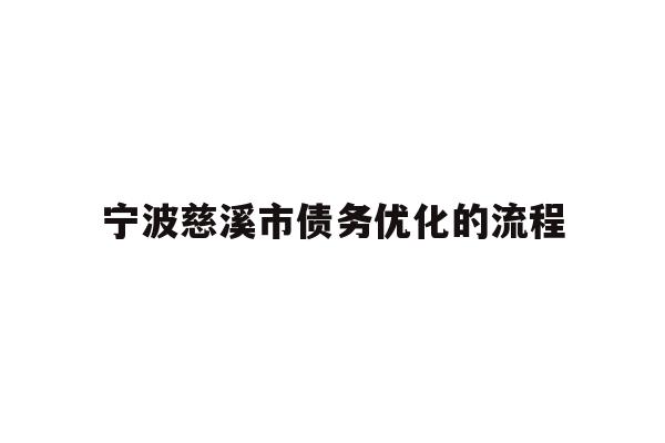 宁波慈溪市债务优化的流程