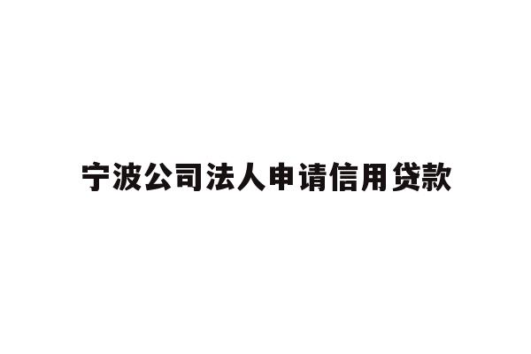 详细阅读:宁波公司法人申请信用贷款 宁波公司法人申请信用贷款