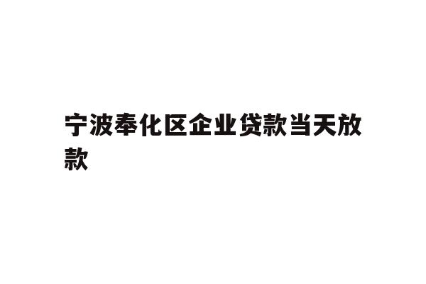 详细阅读:宁波奉化区企业贷款当天放款 宁波奉化区企业贷款当天放款
