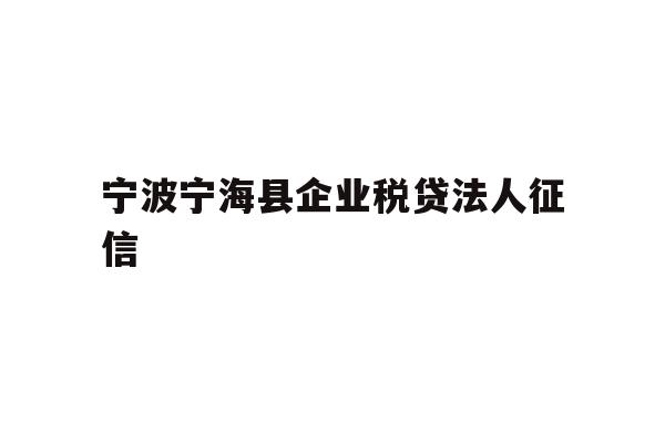 详细阅读:宁波宁海县企业税贷法人征信 宁波宁海县企业税贷法人征信