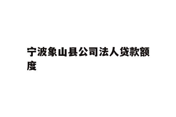 详细阅读:宁波象山县公司法人贷款额度 宁波象山县公司法人贷款额度