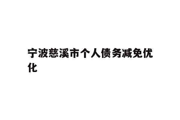 宁波慈溪市个人债务减免优化