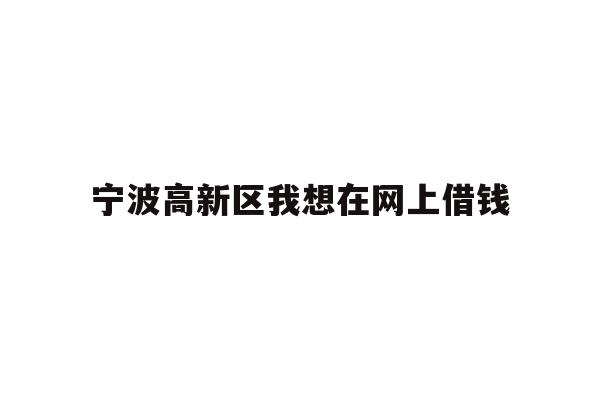 宁波高新区我想在网上借钱