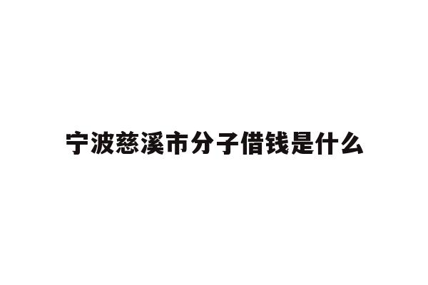 宁波慈溪市分子借钱是什么