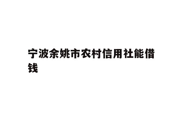 宁波余姚市农村信用社能借钱