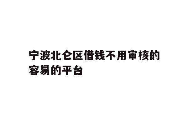 宁波北仑区借钱不用审核的容易的平台
