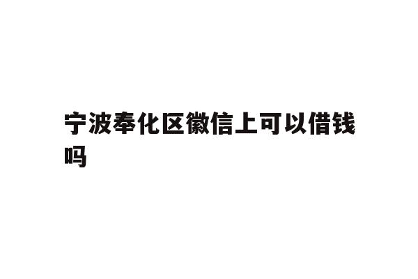 宁波奉化区徽信上可以借钱吗