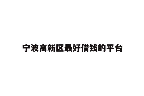 宁波高新区最好借钱的平台